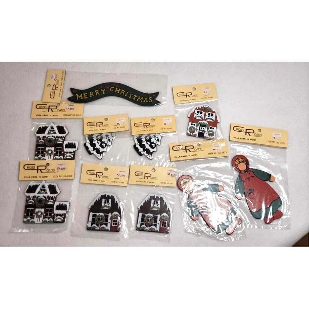 Cross Roads Minettes Lot Christmas Wood Cutouts Crafts Scrapbooking Junk Journal